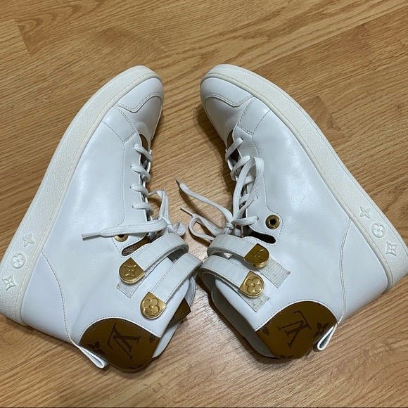 RARE Louis Vuitton Calfskin Reverse Monogram Boombox High top Sneakers White - Picture 8 of 10